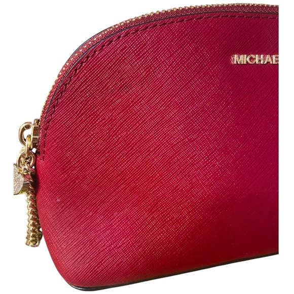 Michael Kors Red Cosmetic Bag with Gold Accents and Zip Pull 7.5x5x3 EUC - Picture 10 of 10